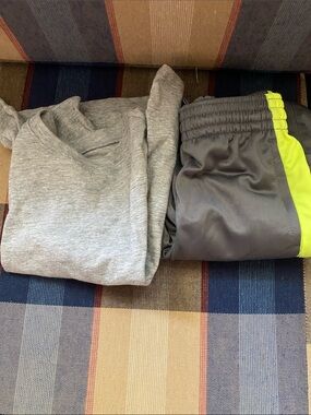 Kids Gray Athletic Shorts with Neon Green Accent
